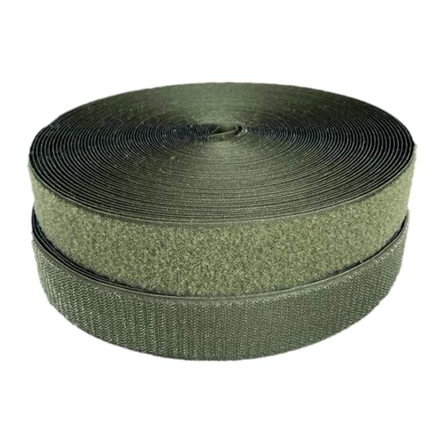 WEITINGKKK Klettband zum Aufnähen, 38-mm-Klettband for Aufnähen, nicht selbstklebende Nylonstreifen auf der Rückseite, Stoffverschluss, ineinandergreifendes Klebeband(Army Green,38MM x 10 Yards) von WEITINGKKK