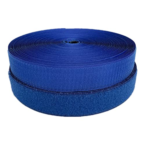 WEITINGKKK Klettband zum Aufnähen, 38-mm-Klettband for Aufnähen, nicht selbstklebende Nylonstreifen auf der Rückseite, Stoffverschluss, ineinandergreifendes Klebeband(Blue,38MM x 10 Yards) von WEITINGKKK