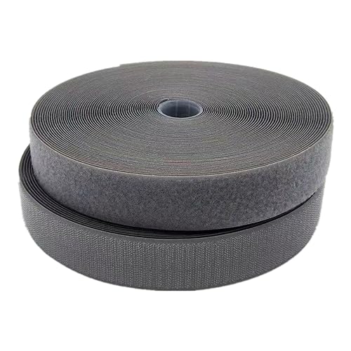 WEITINGKKK Klettband zum Aufnähen, 38-mm-Klettband for Aufnähen, nicht selbstklebende Nylonstreifen auf der Rückseite, Stoffverschluss, ineinandergreifendes Klebeband(Grey,38MM x 10 Yards) von WEITINGKKK