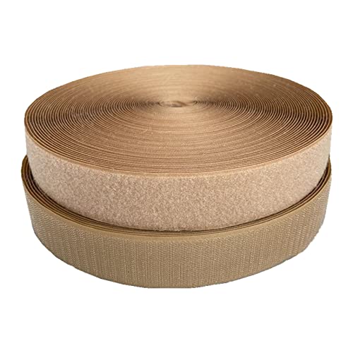 WEITINGKKK Klettband zum Aufnähen, 38-mm-Klettband for Aufnähen, nicht selbstklebende Nylonstreifen auf der Rückseite, Stoffverschluss, ineinandergreifendes Klebeband(Khaki,38MM x 10 Yards) von WEITINGKKK