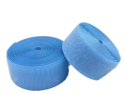 WEITINGKKK Klettband zum Aufnähen, 38-mm-Klettband for Aufnähen, nicht selbstklebende Nylonstreifen auf der Rückseite, Stoffverschluss, ineinandergreifendes Klebeband(Light Blue,38MM x 10 Yards) von WEITINGKKK