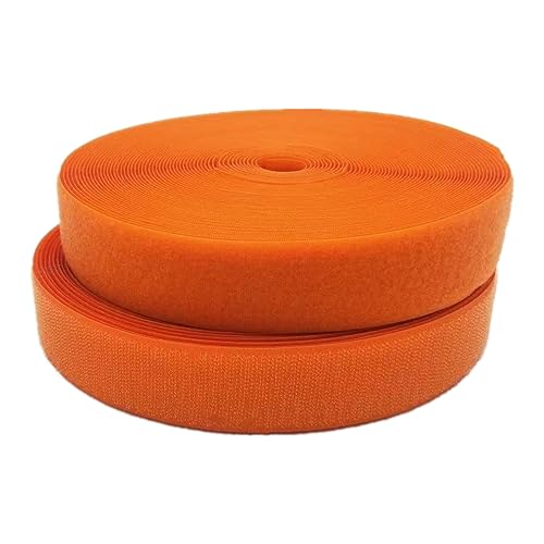 WEITINGKKK Klettband zum Aufnähen, 38-mm-Klettband for Aufnähen, nicht selbstklebende Nylonstreifen auf der Rückseite, Stoffverschluss, ineinandergreifendes Klebeband(Orange,38MM x 10 Yards) von WEITINGKKK