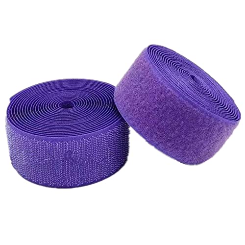 WEITINGKKK Klettband zum Aufnähen, 38-mm-Klettband for Aufnähen, nicht selbstklebende Nylonstreifen auf der Rückseite, Stoffverschluss, ineinandergreifendes Klebeband(Purple,38MM x 2 Yards) von WEITINGKKK