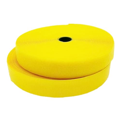 WEITINGKKK Klettband zum Aufnähen, 38-mm-Klettband for Aufnähen, nicht selbstklebende Nylonstreifen auf der Rückseite, Stoffverschluss, ineinandergreifendes Klebeband(Yellow,38MM x 10 Yards) von WEITINGKKK