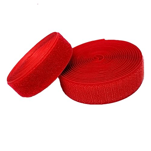 WEITINGKKK Klettband zum Aufnähen, 40 mm großes Klettband for Aufnähen, nicht selbstklebende Nylon-Stoffstreifen for Kleidung, Schuhe, Basteln(Red,38MM x 10 Yard) von WEITINGKKK