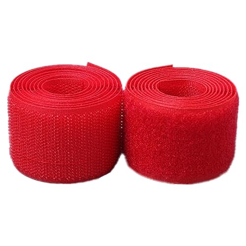 WEITINGKKK Klettband zum Aufnähen, Klettband for Aufnähen, 38 mm, nicht selbstklebender Nylonstreifenverschluss(Red,38MM x 2 Yards) von WEITINGKKK