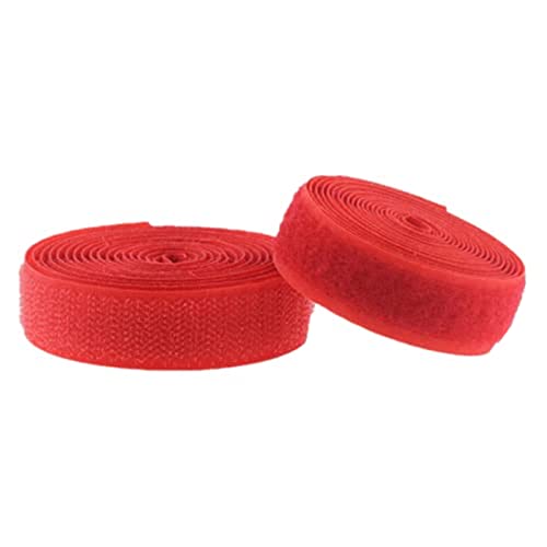 WEITINGKKK Klettband zum Aufnähen, Klettband for Aufnähen, nicht selbstklebender Nylon-Stoffverschluss, 25 mm breit(Red,25MM x 5Yard) von WEITINGKKK