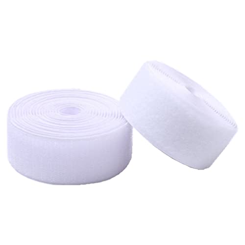 WEITINGKKK Klettband zum Aufnähen, Klettband for Aufnähen, nicht selbstklebender Nylon-Stoffverschluss, 25 mm breit(White,25MM x 10Yard) von WEITINGKKK