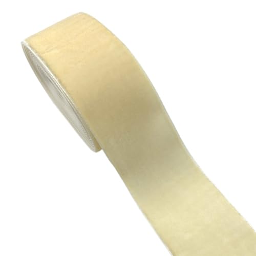 WEITINGKKK Samtband, Haarschleifen, dekorative Bänder, 1,8 m x 3,8 cm, Samtband für Geschenkverpackungen, Heimdekor-Bänder, 1 Rolle (hellgelb) von WEITINGKKK