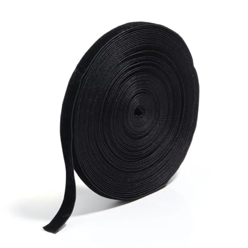 WEITINGKKK mit gewölbten Schleifen, 10 Yards/Rolle Farbige Samtbänder Einseitiges Beflockungsgurtband for DIY Bowknot Handgemachte dekorative Kleidungsaccessoires(Black,Width 1cm) von WEITINGKKK