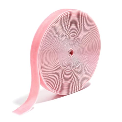 WEITINGKKK mit gewölbten Schleifen, 10 Yards/Rolle Farbige Samtbänder Einseitiges Beflockungsgurtband for DIY Bowknot Handgemachte dekorative Kleidungsaccessoires(Pink,Width 1.5cm) von WEITINGKKK