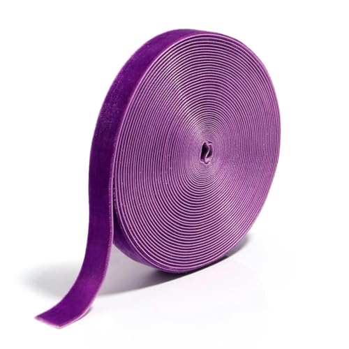 WEITINGKKK mit gewölbten Schleifen, 10 Yards/Rolle Farbige Samtbänder Einseitiges Beflockungsgurtband for DIY Bowknot Handgemachte dekorative Kleidungsaccessoires(Purple,Width 1cm) von WEITINGKKK