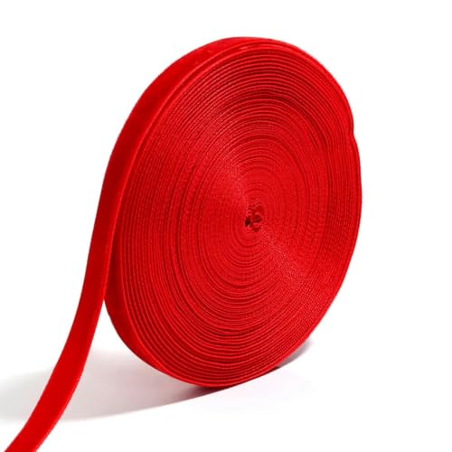 WEITINGKKK mit gewölbten Schleifen, 10 Yards/Rolle Farbige Samtbänder Einseitiges Beflockungsgurtband for DIY Bowknot Handgemachte dekorative Kleidungsaccessoires(Red,Width 1.5cm) von WEITINGKKK