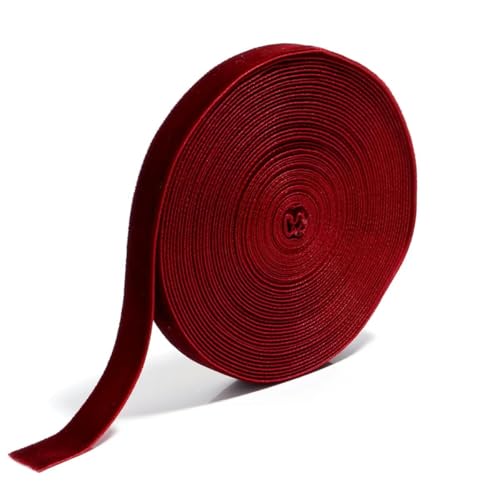 WEITINGKKK mit gewölbten Schleifen, 10 Yards/Rolle Farbige Samtbänder Einseitiges Beflockungsgurtband for DIY Bowknot Handgemachte dekorative Kleidungsaccessoires(Wine red,Width 1.5cm) von WEITINGKKK