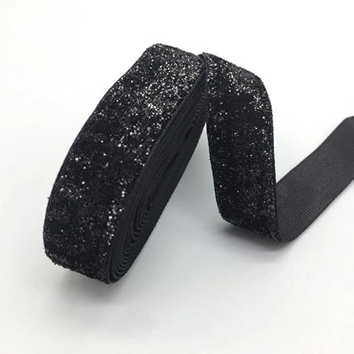 WEITINGKKK mit gewölbten Schleifen, 3 Yards 3/4 "Samtband Hochzeitsfeier Dekoration handgemachtes Band Verpackung Haar Bowknot DIY Weihnachtsband(Glitter Black) von WEITINGKKK