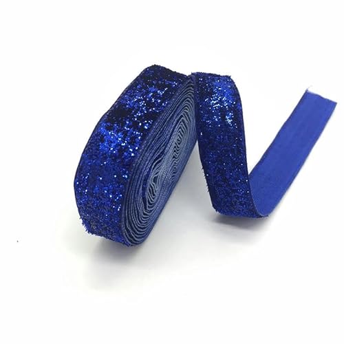 WEITINGKKK mit gewölbten Schleifen, 3 Yards 3/4 "Samtband Hochzeitsfeier Dekoration handgemachtes Band Verpackung Haar Bowknot DIY Weihnachtsband(Glitter Blue) von WEITINGKKK