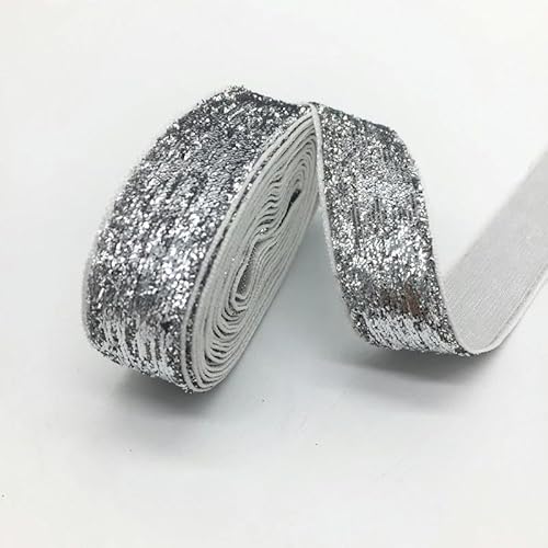 WEITINGKKK mit gewölbten Schleifen, 3 Yards 3/4 "Samtband Hochzeitsfeier Dekoration handgemachtes Band Verpackung Haar Bowknot DIY Weihnachtsband(Glitter Silvery) von WEITINGKKK