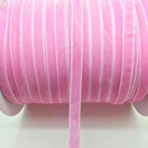 WEITINGKKK mit gewölbten Schleifen, 5 Yards 3/8 "10mm Samtband Stirnband Clips Schleife Hochzeitsdekoration Weihnachtsdekorationen Nähband(Pink) von WEITINGKKK