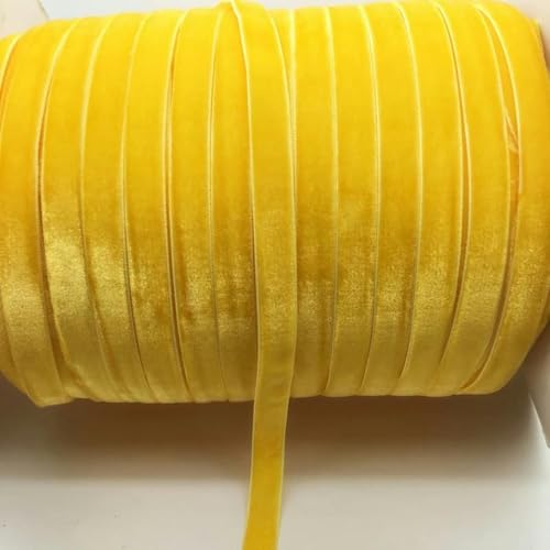 WEITINGKKK mit gewölbten Schleifen, 5 Yards 3/8 "10mm Samtband Stirnband Clips Schleife Hochzeitsdekoration Weihnachtsdekorationen Nähband(Yellow) von WEITINGKKK