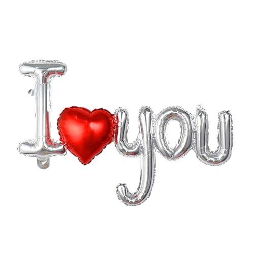 I Love You Brief Love Balloon Rot Rosegold Folienballon Valentinstag Hochzeit Dekoration Jubiläum Party Supplies (Silber) von WEJUNQILYZILXD