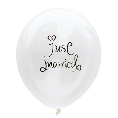 Just Married Latex-Luftballons, 25,4 cm, Weiß, 10 Stück, für Hochzeit, Verlobung, Party, Dekoration von WEJUNQILYZILXD