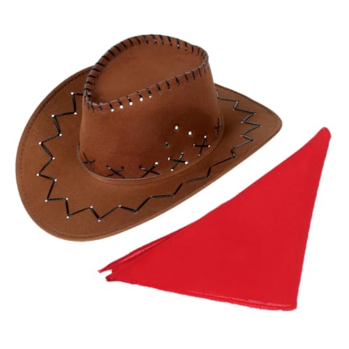 WEKADRIN 1 Set Western-cowboy-cosplay-set, Inklusive Cowgirl-hut Und Dreieck-bandana-set Für Erwachsene, Karnevalskostüm-zubehör, Halloween-maskerade-party, Verkleidungs-requisiten WEKADRIN 1 Set Western-cowboy-cosplay-set, Inklusive Cowgirl-hut Und Dreieck-bandana-set Für Erwachsene, Karnevalskostüm-zubehör, Halloween-maskerade-party, Verkleidungs-requisiten von WEKADRIN