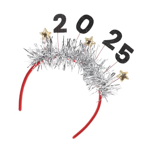 WEKADRIN 2025 Neujahrs Stirnband Stirnbänder Weihnachts Stirnbänder Make Up Stirnband Partyzubehör Neujahrs Haarbänder Neujahrs Anzieh Party Zubehör Kunststoff Neujahrs Handband von WEKADRIN