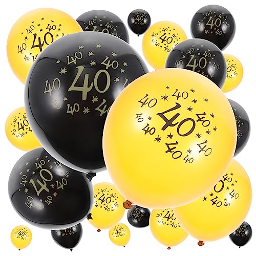 WEKADRIN 20St Ballon zum 40. Geburtstag schwarze und goldene Partydekorationen Festivalballons goldene und schwarze Luftballons Schwarze und goldene Luftballons 40 Luftballons Emulsion von WEKADRIN