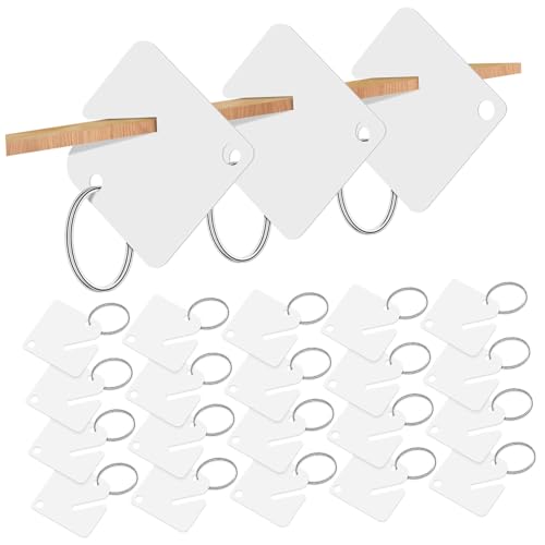 WEKADRIN 60Pcs Schlüsselanhänger aus Acryl Schlüsseltags weiß Robuste Schlüsselanhänger leere Schlüsselanhänger Schlüsselbund -Tag Schlüsselanhänger Identifikatoren Schlüsselring -Tags von WEKADRIN