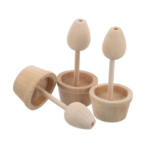 WEKAMOS 1 Satz Holzspielzeug holzfiguren deko pilze Pflanzgefäß Deko Natürliche Deko aus Holz Pilzfiguren Pilzdekorationen Pilzzubehör Pilz-Kuchen-Topper Holzpilze hölzern Khaki von WEKAMOS