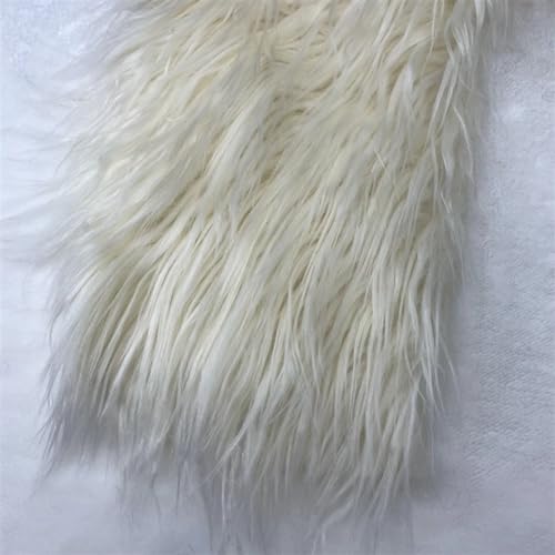 Kunstpelz Stoff, Shaggy Plüsch Pelz Stoff Schnitt 25x45cm 7cm langer Plüsch-Kunststoff for Haare, Ohren, zotteliges Kunstfell(Beige) von WEKONUMEX