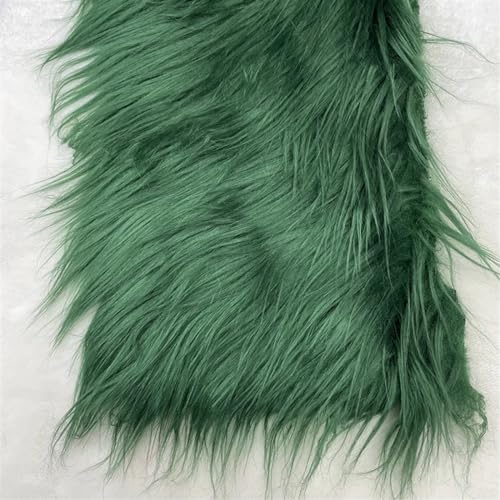 Kunstpelz Stoff, Shaggy Plüsch Pelz Stoff Schnitt 25x45cm 7cm langer Plüsch-Kunststoff for Haare, Ohren, zotteliges Kunstfell(Dark Green) von WEKONUMEX