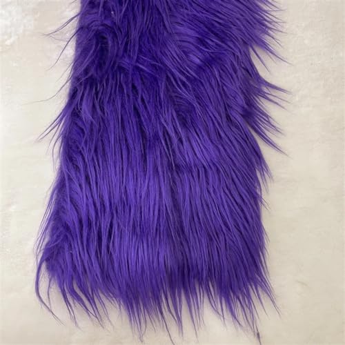 Kunstpelz Stoff, Shaggy Plüsch Pelz Stoff Schnitt 25x45cm 7cm langer Plüsch-Kunststoff for Haare, Ohren, zotteliges Kunstfell(Deep Purple) von WEKONUMEX