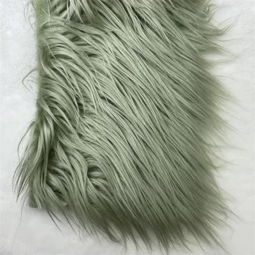 Kunstpelz Stoff, Shaggy Plüsch Pelz Stoff Schnitt 25x45cm 7cm langer Plüsch-Kunststoff for Haare, Ohren, zotteliges Kunstfell(Matcha) von WEKONUMEX