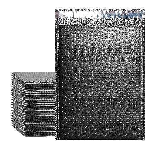 Luftpolster-Versandtaschen Verpackungsbeutel, 50 Packungen schwarze Verpackungsbeutel for Geschäftsgeschenke, Umschläge, Schmuckpakete, Druckverschlussbeutel, Anti-Extrusion(50Pcs Black,13 * 18cm) von WEKONUMEX