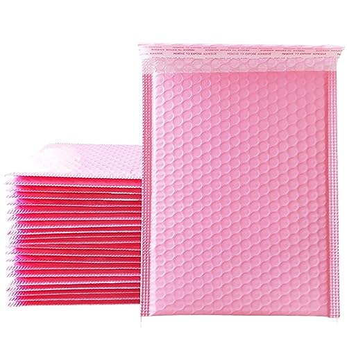 Luftpolster-Versandtaschen Verpackungsbeutel, 50 Packungen schwarze Verpackungsbeutel for Geschäftsgeschenke, Umschläge, Schmuckpakete, Druckverschlussbeutel, Anti-Extrusion(50Pcs Pink,11 * 15cm) von WEKONUMEX