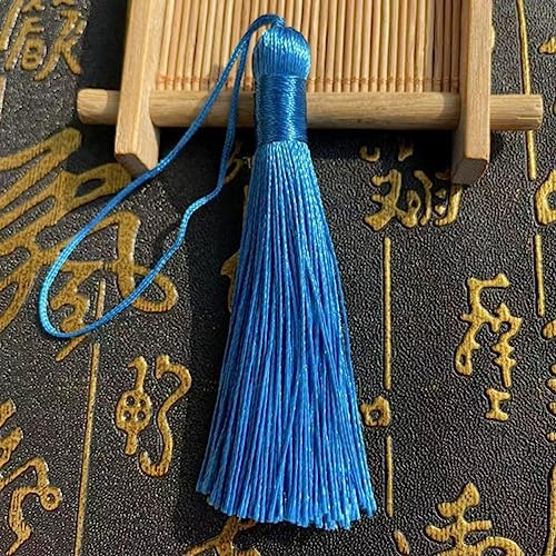 Quasten, 2 Teile/los 8 cm Seide Quaste Trim Anhänger Quaste Seide Satin Quaste Pinsel for DIY Handwerk Schmuck Finden Schlüsselbund Ohrring Dekor-2 Stück, Seeblau von WEKONUMEX