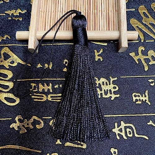 Quasten, 2 Teile/los 8 cm Seide Quaste Trim Anhänger Quaste Seide Satin Quaste Pinsel for DIY Handwerk Schmuck Finden Schlüsselbund Ohrring Dekor-2 stücke, schwarz von WEKONUMEX