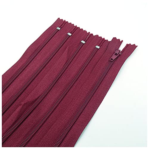 Reißverschlüsse mit geschlossenen Enden, 20 Stück 7,5–25 cm geschlossener Nylon-Spiralreißverschluss for Gepäck- und Kleidungsreißverschlüsse(Red wine,7.5cm 20pcs) von WEKONUMEX