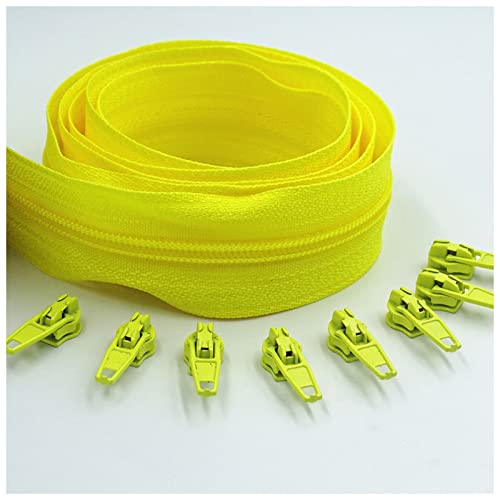 Reißverschlüsse mit geschlossenen Enden, 5 Meter langer Reißverschluss, 10 automatisch verriegelnde Schieber, 5# Nylon-Reißverschluss, verwendet for Kleidung, Handtaschen, Reißverschluss(Yellow 110) von WEKONUMEX