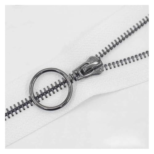 Reißverschlüsse mit geschlossenen Enden, Reißverschlüsse mit offenem Ende, geschlossene Enden aus Metall for Nähen von Reißverschlüssen, Bekleidungszubehör, Jeans, 5#(White Black Tooth,30cm) von WEKONUMEX