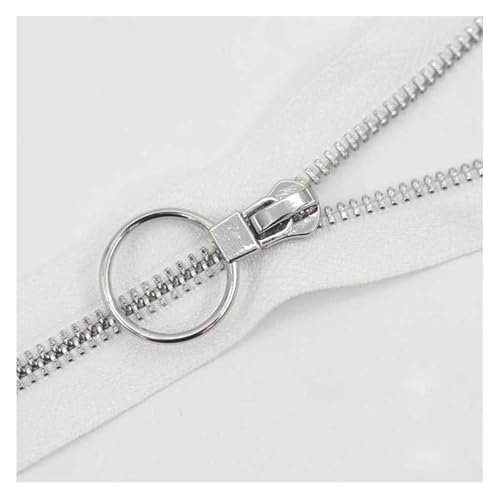 Reißverschlüsse mit geschlossenen Enden, Reißverschlüsse mit offenem Ende, geschlossene Enden aus Metall for Nähen von Reißverschlüssen, Bekleidungszubehör, Jeans, 5#(White Silver Tooth,35cm) von WEKONUMEX