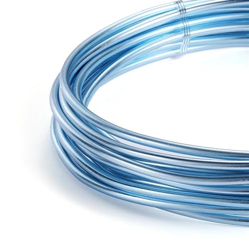 WEKONUMEX Aluminium Basteldraht, Runder Aluminiumdraht, vielseitig einsetzbarer lackierter Aluminium-Metalldraht for die Herstellung von DIY-Schmuckzubehör(Light Blue,1.0mm x 10Meters) von WEKONUMEX