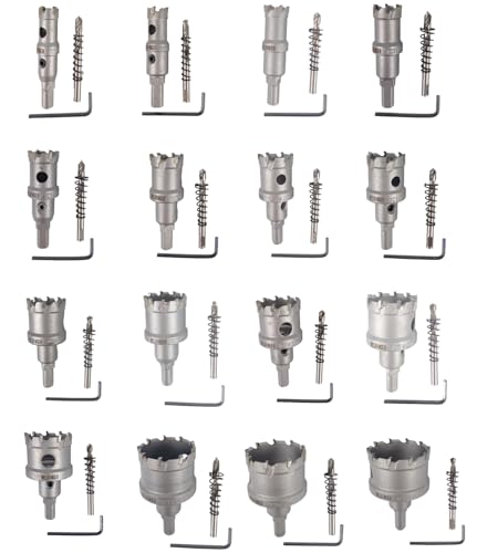 WELDINGER 16x Lochsäge Hartmetall Satz XL 16-50mm für Stahl, Edelstahl NE-Metall Guss von WELDINGER