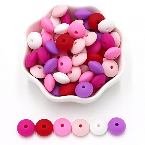 100Pcs Silicone Abacus Beads 15mm Mix Color Silicone Beads Saucer Beads Colorful Linsen Bead Loose Spacer Jewelry Beads DIY Craft Beads for Making Necklace Bracelet Keyring Keychain Accessories (D) von WELINK