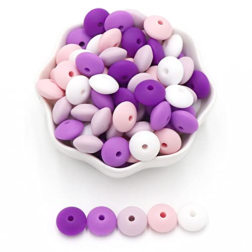 100Pcs Silikon Abakus Perlen 15mm Mix Farbe Silikon Perlen Untertasse Perlen Bunte Linsen Perle Lose Spacer Schmuck Perlen DIY Handwerk Perlen für die Herstellung Halskette Armband Schlüsselanhänger von WELINK