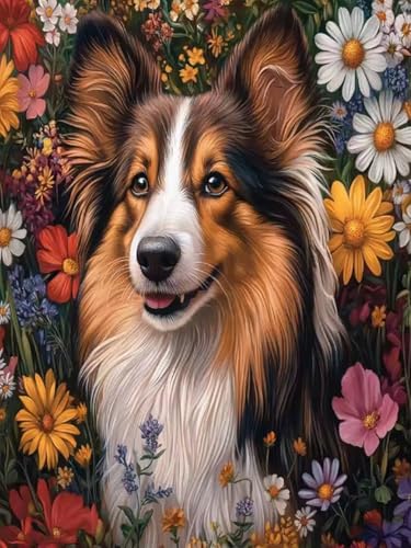 WELIWE Stickerei-Kreuzstich-Set 11CT Vorgedruckte Leinwand DIY Kunst Kreuzstich Kit für Anfänger Kinder Heimdekoration Blumencollie 40×50 cm von WELIWE