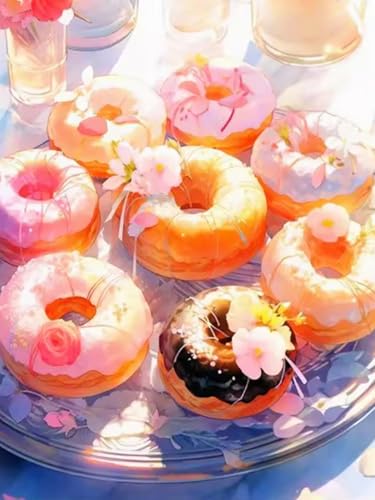 WELIWE Vorgedruckt Kreuzstich kit für Erwachsene 11CT Stickerei Set DIY Starter Stickbild Handwerk Heimdekoration Gourmet-Donuts 40×50 cm von WELIWE