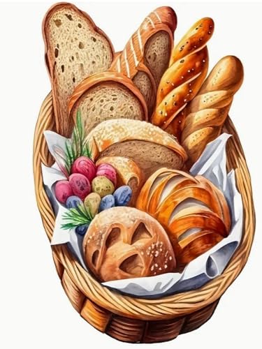 WELIWE Vorgedruckt Kreuzstich kit für Erwachsene 11CT Stickerei Set DIY Starter Stickbild Handwerk Heimdekoration brot 40×50 cm von WELIWE