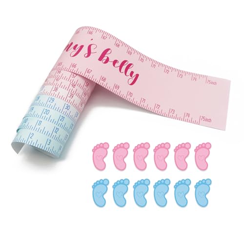 WELLDOER How Big Is S Belly? Includes 1 S Belly Measure Tape And 12 Stickers Gender Neutral Fun Baby Shower Game How Big Is S Belly Baby Shower Maßband von WELLDOER